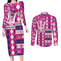 Personalized Barbados Cricket Christmas Couples Matching Long Sleeve Bodycon Dress and Long Sleeve Button Shirt Merry Xmas Royals - Wonder Print Shop