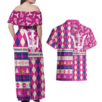 Personalized Barbados Cricket Christmas Couples Matching Off Shoulder Maxi Dress and Hawaiian Shirt Merry Xmas Royals - Wonder Print Shop