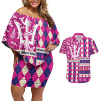 Personalized Barbados Cricket Christmas Couples Matching Off Shoulder Short Dress and Hawaiian Shirt Merry Xmas Royals - Wonder Print Shop