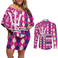 Personalized Barbados Cricket Christmas Couples Matching Off Shoulder Short Dress and Long Sleeve Button Shirt Merry Xmas Royals - Wonder Print Shop