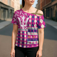 Personalized Barbados Cricket Christmas Cross Shoulder Shirt Merry Xmas Royals - Wonder Print Shop