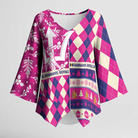 Personalized Barbados Cricket Christmas Kimono Sleeve Blouse Merry Xmas Royals - Wonder Print Shop