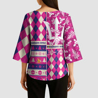 Personalized Barbados Cricket Christmas Kimono Sleeve Blouse Merry Xmas Royals - Wonder Print Shop