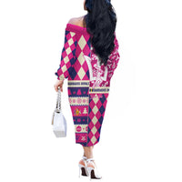 Personalized Barbados Cricket Christmas Off The Shoulder Long Sleeve Dress Merry Xmas Royals - Wonder Print Shop