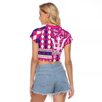 Personalized Barbados Cricket Christmas Raglan Cropped T Shirt Merry Xmas Royals - Wonder Print Shop