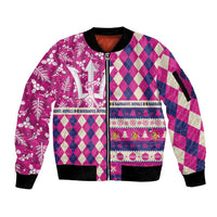 Personalized Barbados Cricket Christmas Sleeve Zip Bomber Jacket Merry Xmas Royals - Wonder Print Shop