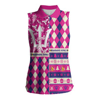 Personalized Barbados Cricket Christmas Women Sleeveless Polo Shirt Merry Xmas Royals - Wonder Print Shop