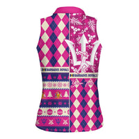 Personalized Barbados Cricket Christmas Women Sleeveless Polo Shirt Merry Xmas Royals - Wonder Print Shop
