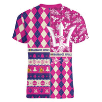 Personalized Barbados Cricket Christmas Women V-Neck T-Shirt Merry Xmas Royals - Wonder Print Shop