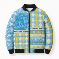 Personalized St Lucia Cricket Christmas Bomber Puffer Jacket Merry Xmas Kings - Wonder Print Shop