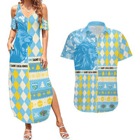 Personalized St Lucia Cricket Christmas Couples Matching Summer Maxi Dress and Hawaiian Shirt Merry Xmas Kings - Wonder Print Shop
