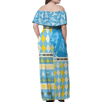 Personalized St Lucia Cricket Christmas Family Matching Off Shoulder Maxi Dress and Hawaiian Shirt Merry Xmas Kings - Wonder Print Shop