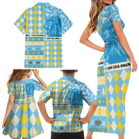 Personalized St Lucia Cricket Christmas Family Matching Short Sleeve Bodycon Dress and Hawaiian Shirt Merry Xmas Kings - Wonder Print Shop
