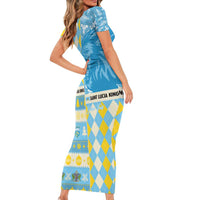 Personalized St Lucia Cricket Christmas Family Matching Short Sleeve Bodycon Dress and Hawaiian Shirt Merry Xmas Kings - Wonder Print Shop