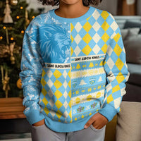 Personalized St Lucia Cricket Christmas Kid Ugly Christmas Sweater Merry Xmas Kings - Wonder Print Shop