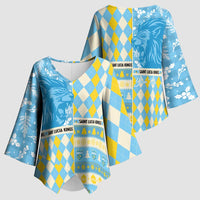 Personalized St Lucia Cricket Christmas Kimono Sleeve Blouse Merry Xmas Kings - Wonder Print Shop
