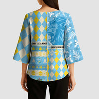 Personalized St Lucia Cricket Christmas Kimono Sleeve Blouse Merry Xmas Kings - Wonder Print Shop