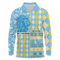 Personalized St Lucia Cricket Christmas Long Sleeve Polo Shirt Merry Xmas Kings - Wonder Print Shop