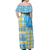 Personalized St Lucia Cricket Christmas Off Shoulder Maxi Dress Merry Xmas Kings - Wonder Print Shop