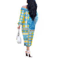 Personalized St Lucia Cricket Christmas Off The Shoulder Long Sleeve Dress Merry Xmas Kings - Wonder Print Shop