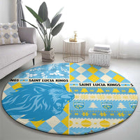 St Lucia Cricket Christmas Round Carpet Merry Xmas Kings - Wonder Print Shop
