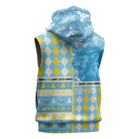 Personalized St Lucia Cricket Christmas Sleeveless Zip Hoodie Merry Xmas Kings - Wonder Print Shop
