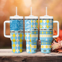 Personalized St Lucia Cricket Christmas Tumbler With Handle Merry Xmas Kings - Wonder Print Shop