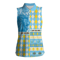 Personalized St Lucia Cricket Christmas Women Sleeveless Polo Shirt Merry Xmas Kings - Wonder Print Shop
