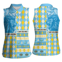Personalized St Lucia Cricket Christmas Women Sleeveless Polo Shirt Merry Xmas Kings - Wonder Print Shop