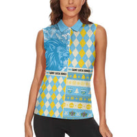 Personalized St Lucia Cricket Christmas Women Sleeveless Polo Shirt Merry Xmas Kings - Wonder Print Shop
