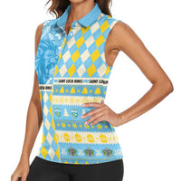 Personalized St Lucia Cricket Christmas Women Sleeveless Polo Shirt Merry Xmas Kings - Wonder Print Shop