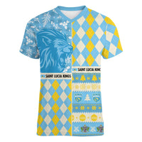 Personalized St Lucia Cricket Christmas Women V-Neck T-Shirt Merry Xmas Kings - Wonder Print Shop