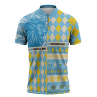 Personalized St Lucia Cricket Christmas Zipper Polo Shirt Merry Xmas Kings - Wonder Print Shop