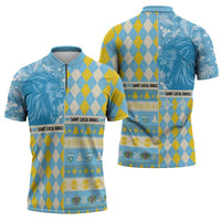 Personalized St Lucia Cricket Christmas Zipper Polo Shirt Merry Xmas Kings - Wonder Print Shop