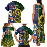 South Africa And United States Rugby Family Matching Tank Maxi Dress and Hawaiian Shirt 2023 Springboks Combine Eagles - Wonder Print Shop
