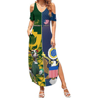 South Africa And United States Rugby Summer Maxi Dress 2023 Springboks Combine Eagles - Wonder Print Shop