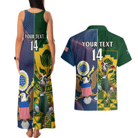 Custom South Africa And United States Rugby Couples Matching Tank Maxi Dress and Hawaiian Shirt 2023 Springboks Combine Eagles - Wonder Print Shop