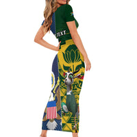 Custom South Africa And United States Rugby Family Matching Short Sleeve Bodycon Dress and Hawaiian Shirt 2023 Springboks Combine Eagles - Wonder Print Shop