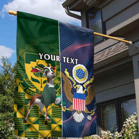 Custom South Africa And United States Rugby Garden Flag 2023 Springboks Combine Eagles - Wonder Print Shop