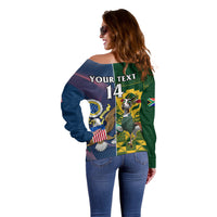 Custom South Africa And United States Rugby Off Shoulder Sweater 2023 Springboks Combine Eagles - Wonder Print Shop