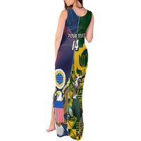 Custom South Africa And United States Rugby Tank Maxi Dress 2023 Springboks Combine Eagles - Wonder Print Shop