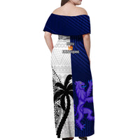 Fiji And Scotland Rugby Off Shoulder Maxi Dress Fijian Tapa Pattern With Thistle - Wonder Print Shop