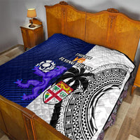 Fiji And Scotland Rugby Quilt Fijian Tapa Pattern With Thistle - Wonder Print Shop