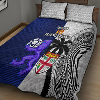 Fiji And Scotland Rugby Quilt Bed Set Fijian Tapa Pattern With Thistle - Wonder Print Shop