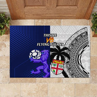 Fiji And Scotland Rugby Rubber Doormat Fijian Tapa Pattern With Thistle - Wonder Print Shop