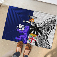 Fiji And Scotland Rugby Rubber Doormat Fijian Tapa Pattern With Thistle - Wonder Print Shop