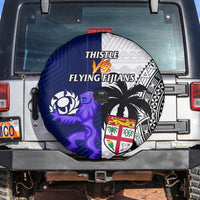 Fiji And Scotland Rugby Spare Tire Cover Fijian Tapa Pattern With Thistle - Wonder Print Shop