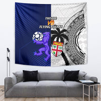 Fiji And Scotland Rugby Tapestry Fijian Tapa Pattern With Thistle - Wonder Print Shop