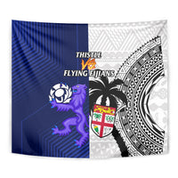 Fiji And Scotland Rugby Tapestry Fijian Tapa Pattern With Thistle - Wonder Print Shop
