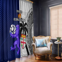 Fiji And Scotland Rugby Window Curtain Fijian Tapa Pattern With Thistle - Wonder Print Shop